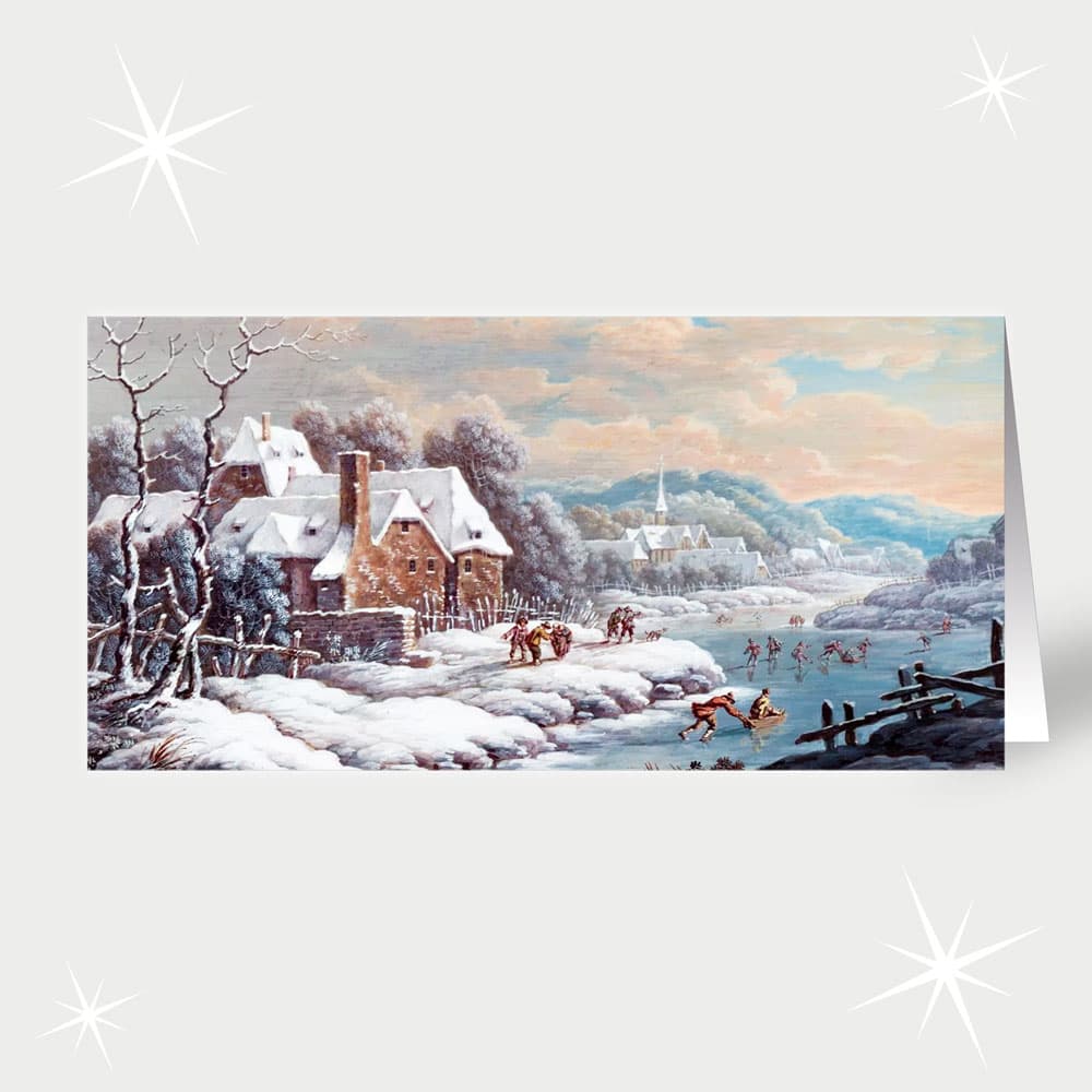 Johann Albrecht Dietzsch / Winterlandschaft mit Schlittschuhläufern (1720)