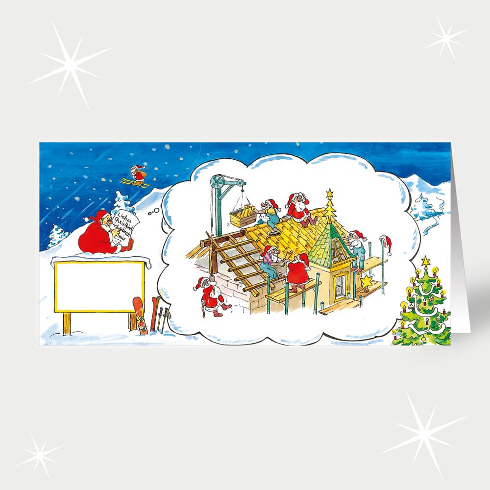 Dachdecker Weihnachtsmann träumt vom Hausbau