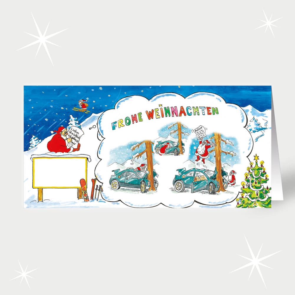Versicherung Weihnachtsmann träumt vom Autounfall