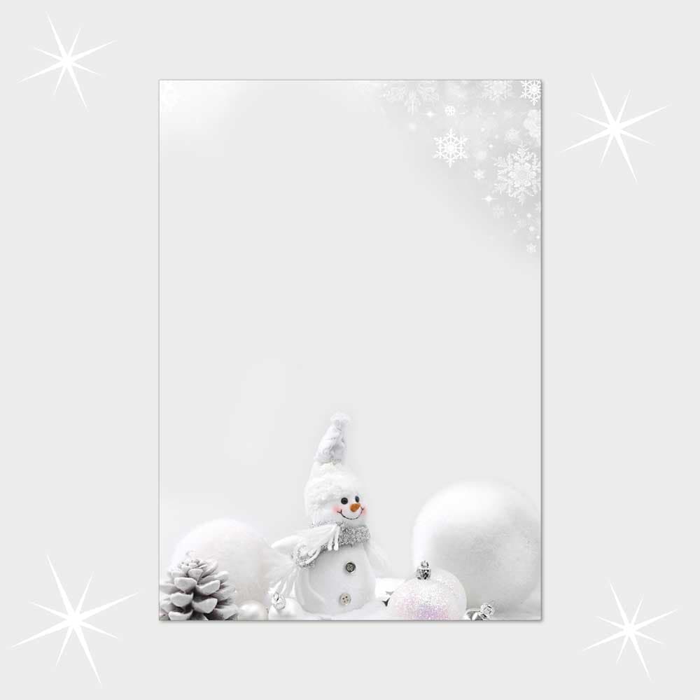 Weißer Schneemann im Silberglanz