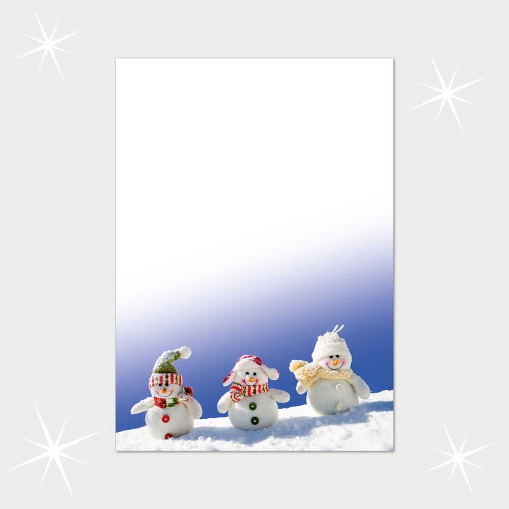 Drei fröhliche Schneemänner