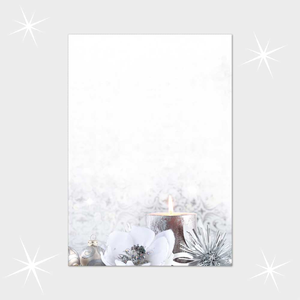 Silberne Kerze mit Christblume
