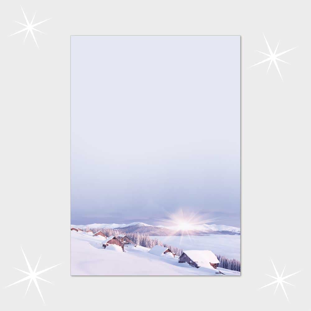 Winterdorf im Sonnenlicht