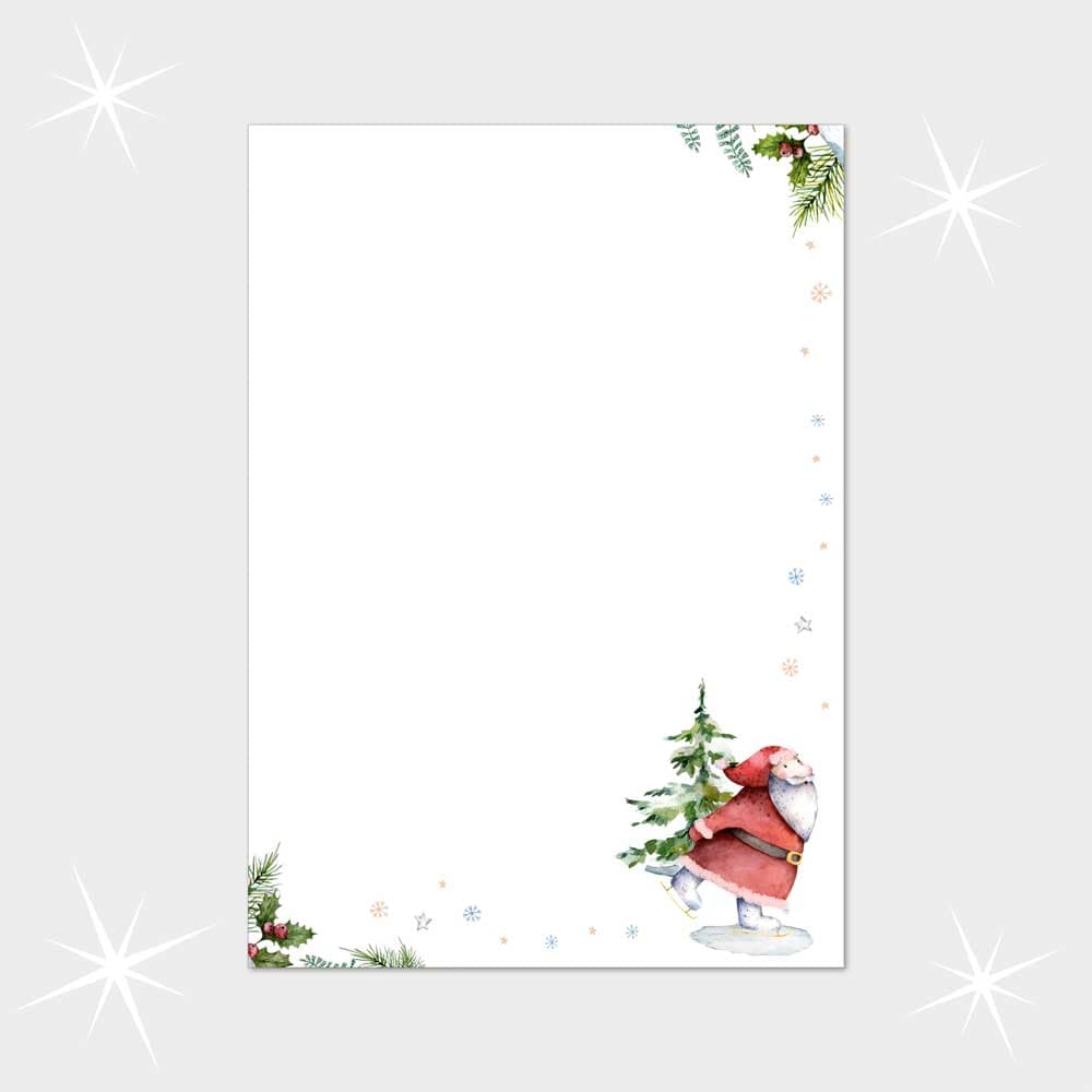 Schlittschuh-Weihnachtsmann mit Tannenbaum