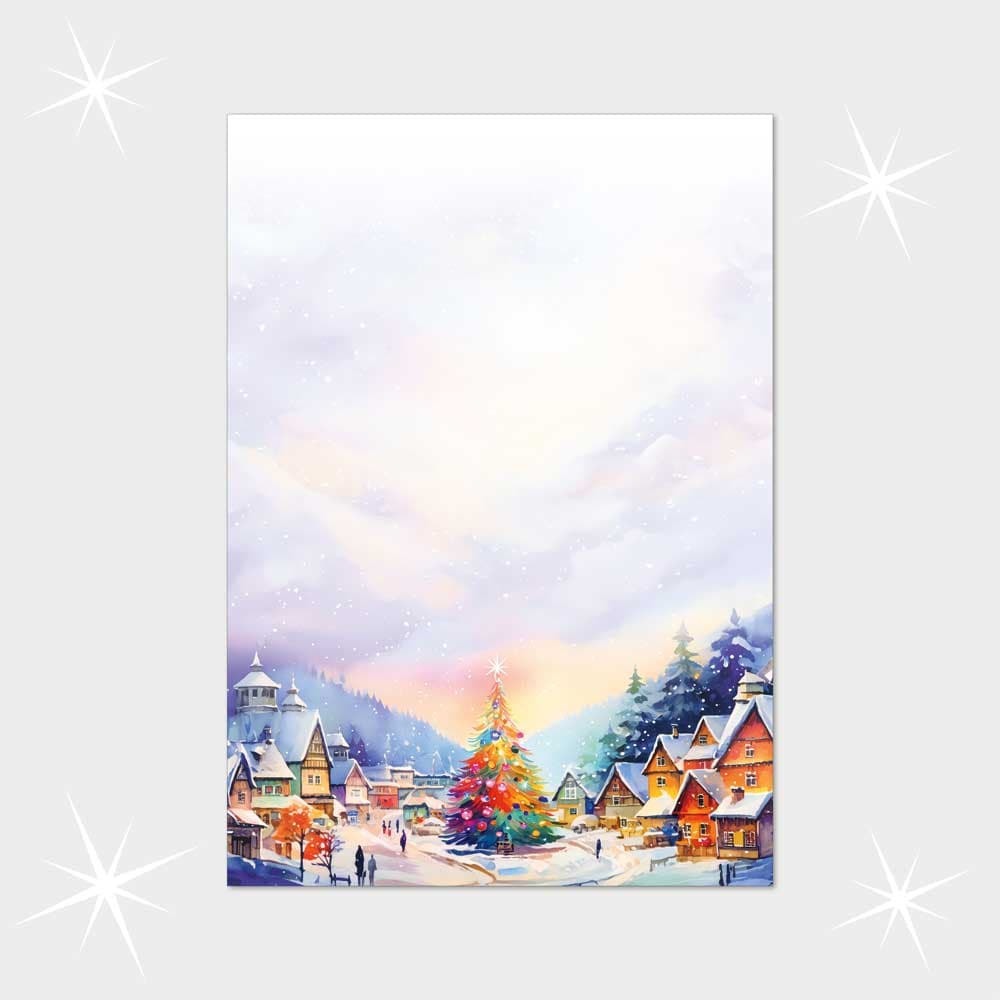 Weihnachtsdorf im Aquarell